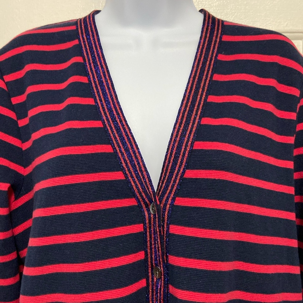 J. Crew Striped Metallic Cardigan Sweater L